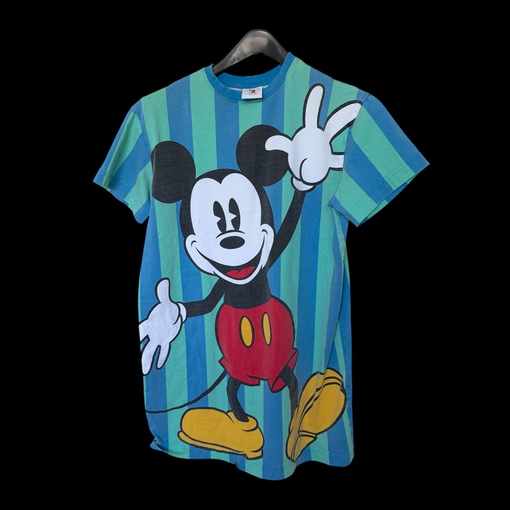 Disney Mickey Mouse Striped Mini Dress in Teal, Blue, Red
